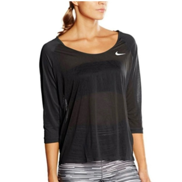 Nike Tops - Nike Dri-Fit Cool Breeze 3/4 Sleeve Sheer Running Top